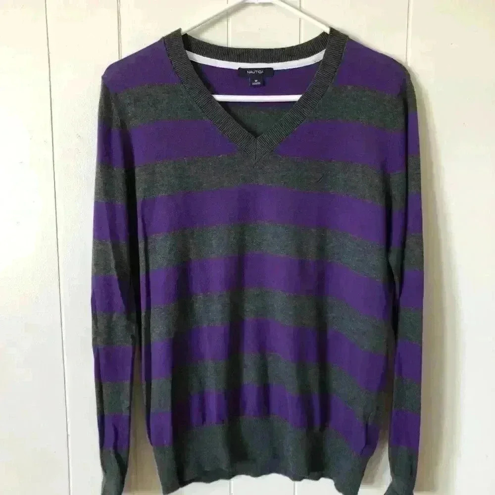 Nautica Women’s Lightweight Striped Cotton Top sweater Size M
